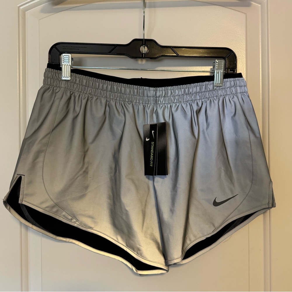 NEW Nike Silver Reflective Running Shorts - Medium